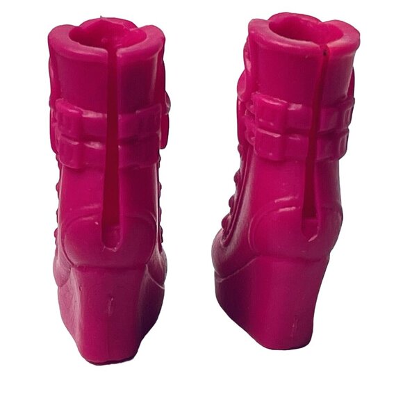 Barbie Doll Shoes Fashionistas Pink Wedge Heel Ankle High Boots Mattel - Picture 5 of 10